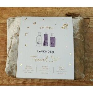 THYMES Lavender Travel Set with Beauty Bag Set of 3 NEW